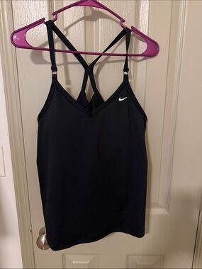 Nike Black Crossback Athletic Tank with White Swoosh